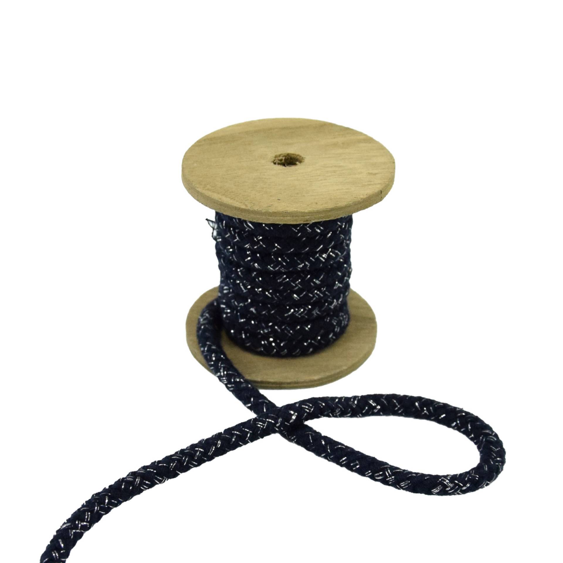 Baumwollkordel Lurex 10 mm, marineblau von Stoffe Hemmers