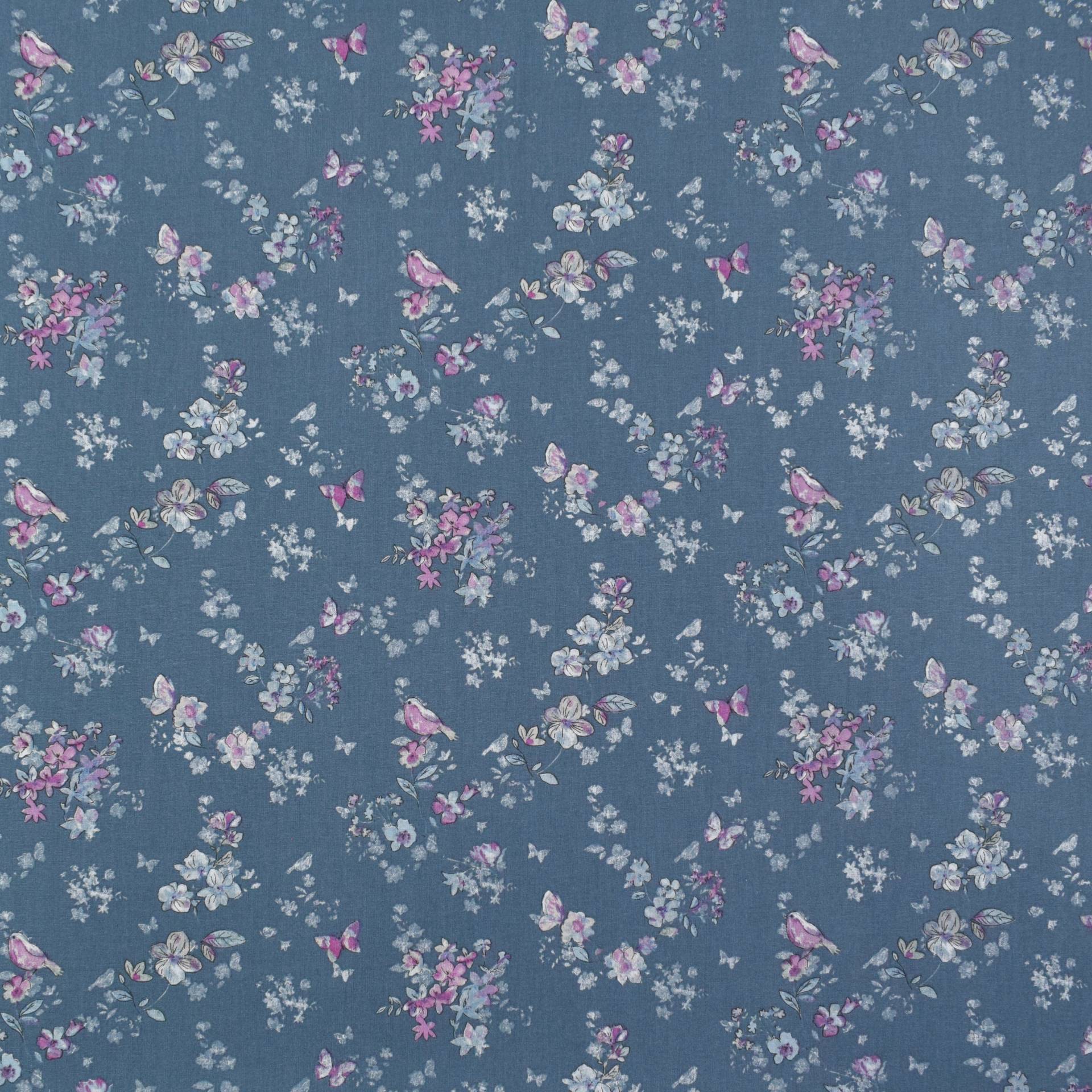 Baumwollstoff Cretonne Flower Dream, taubenblau Baumwollstoff Cretonne Flower Dream, taubenblau von Stoffe Hemmers