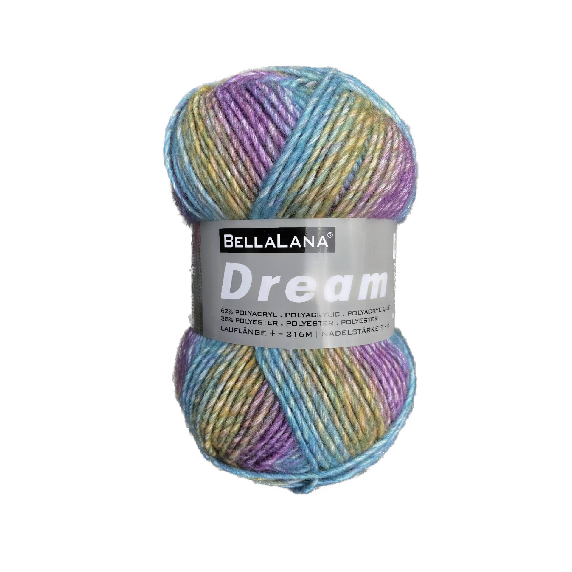 BellaLana Wolle Dream 100gr. , gelb-lila von Stoffe Hemmers