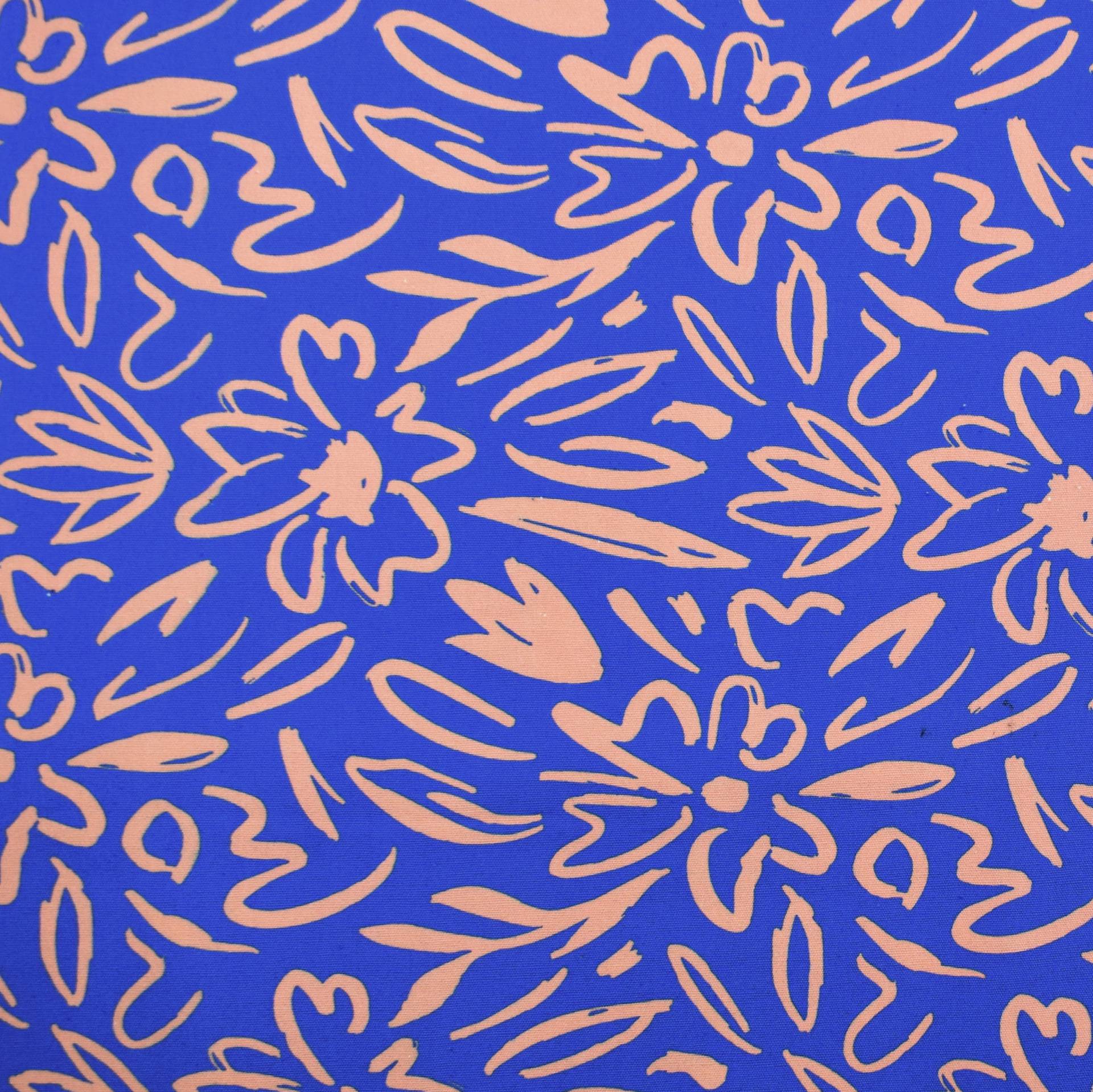 Canvas Abstract Flowers, royalblau von Stoffe Hemmers