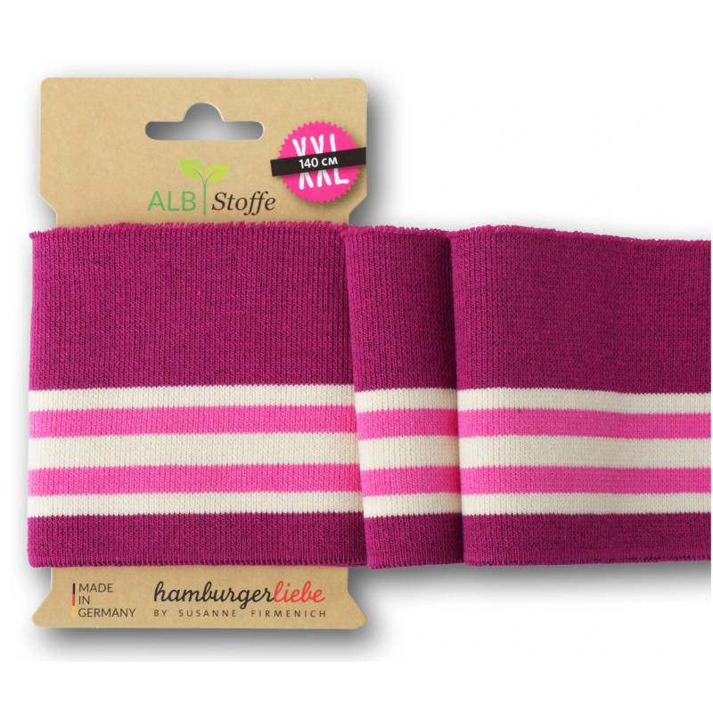 Cuff me College Albstoffe Hamburger Liebe Darling Things XXL, magenta-wollweiss von Stoffe Hemmers