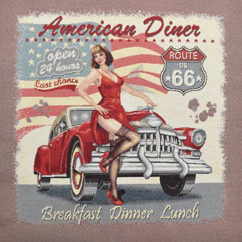 Dekostoff Gobelinstoff Panel American Diner, 46 x 46 cm von Stoffe Hemmers