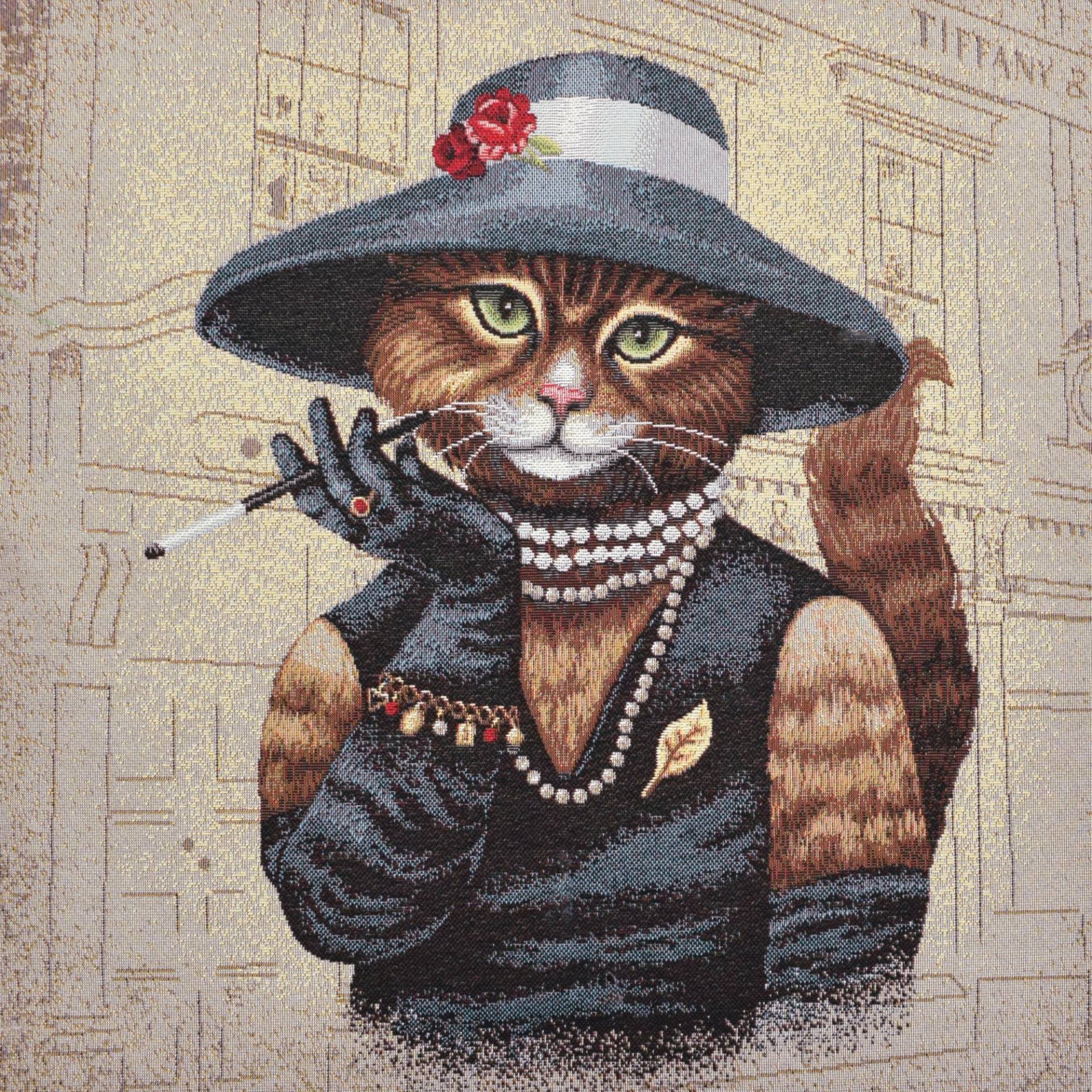 Dekostoff Gobelinstoff Panel Audrey Cat, 46 x 46 cm von Stoffe Hemmers