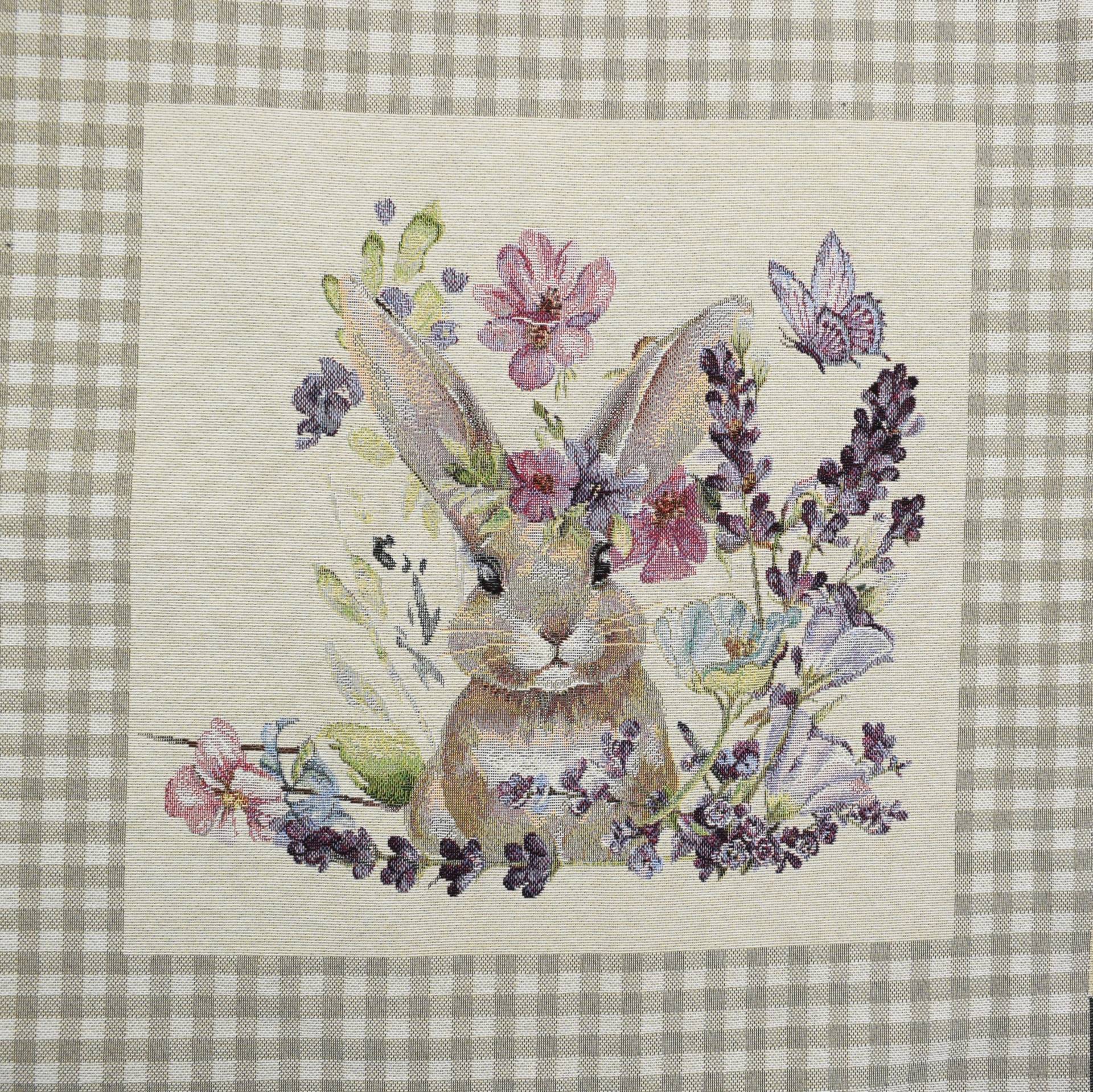 Dekostoff Gobelinstoff Panel Flower Bunny, 46 x 46 cm von Stoffe Hemmers