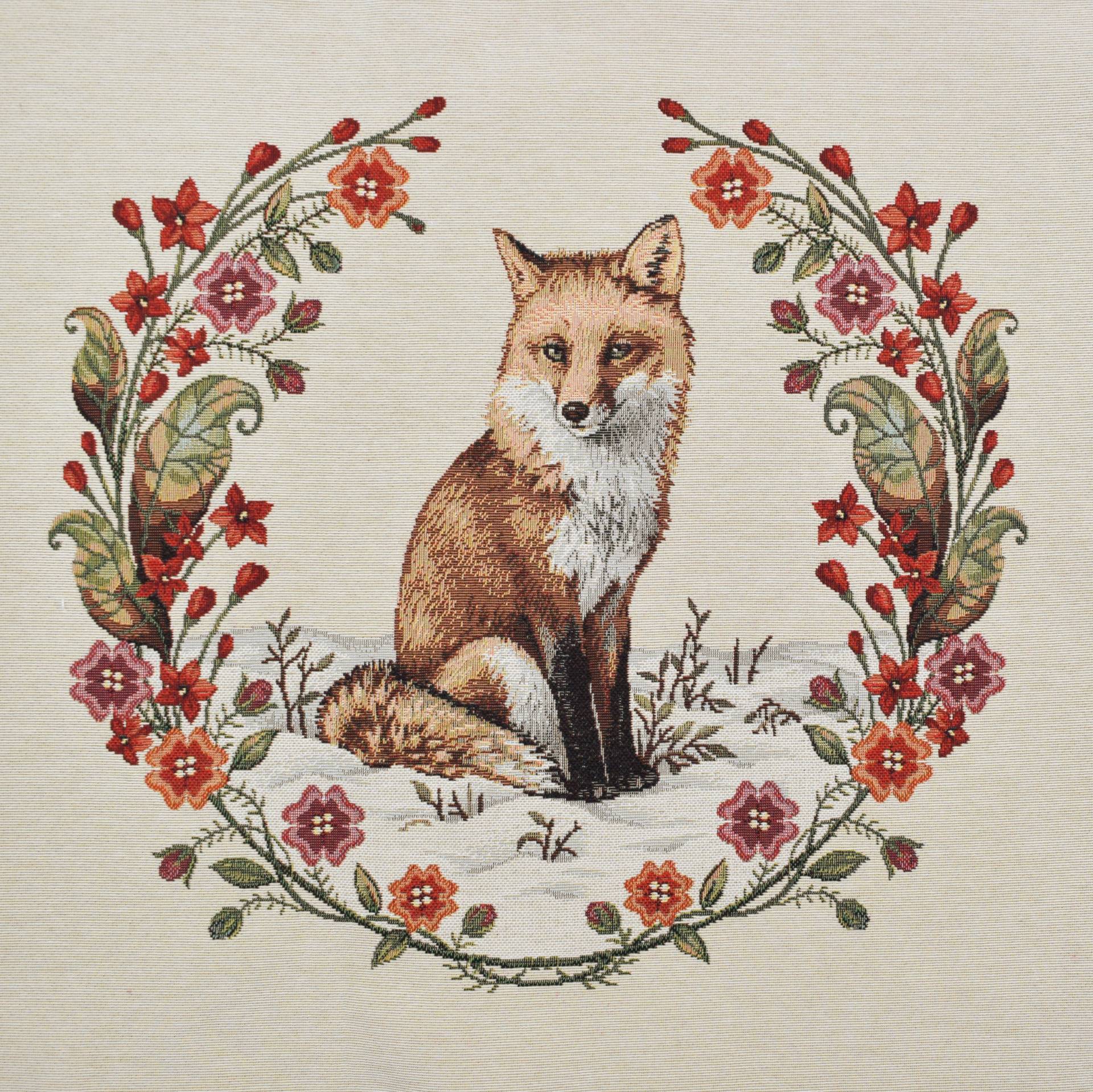 Dekostoff Gobelinstoff Panel Flower Fox, 46 x 46 cm von Stoffe Hemmers