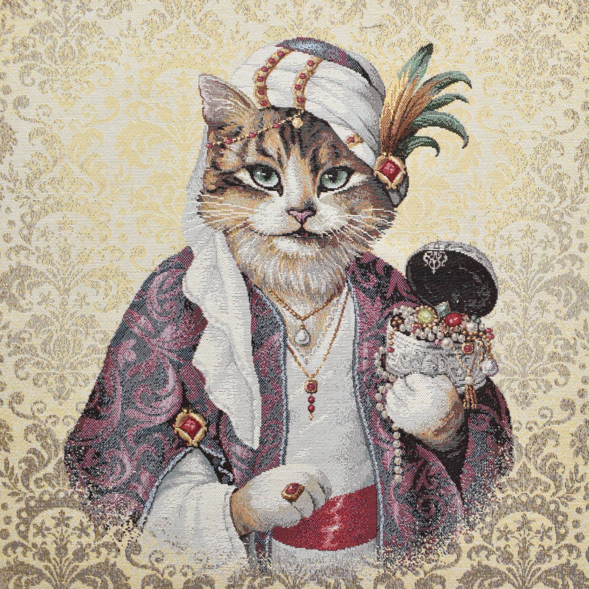 Dekostoff Gobelinstoff Panel Oriental Cat, 46 x 46 cm von Stoffe Hemmers