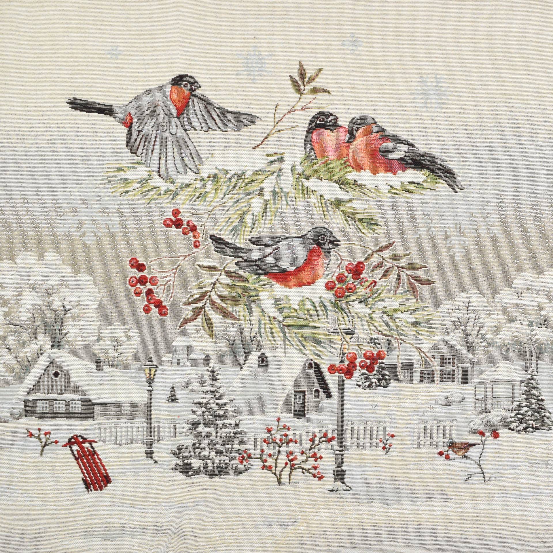 Dekostoff Gobelinstoff Panel Winter Birds, 46 x 46 cm von Stoffe Hemmers