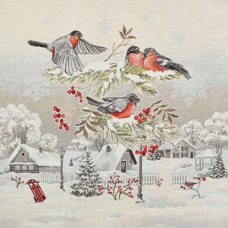 Dekostoff Gobelinstoff Panel Winter Birds, 46 x 46 cm von Stoffe Hemmers