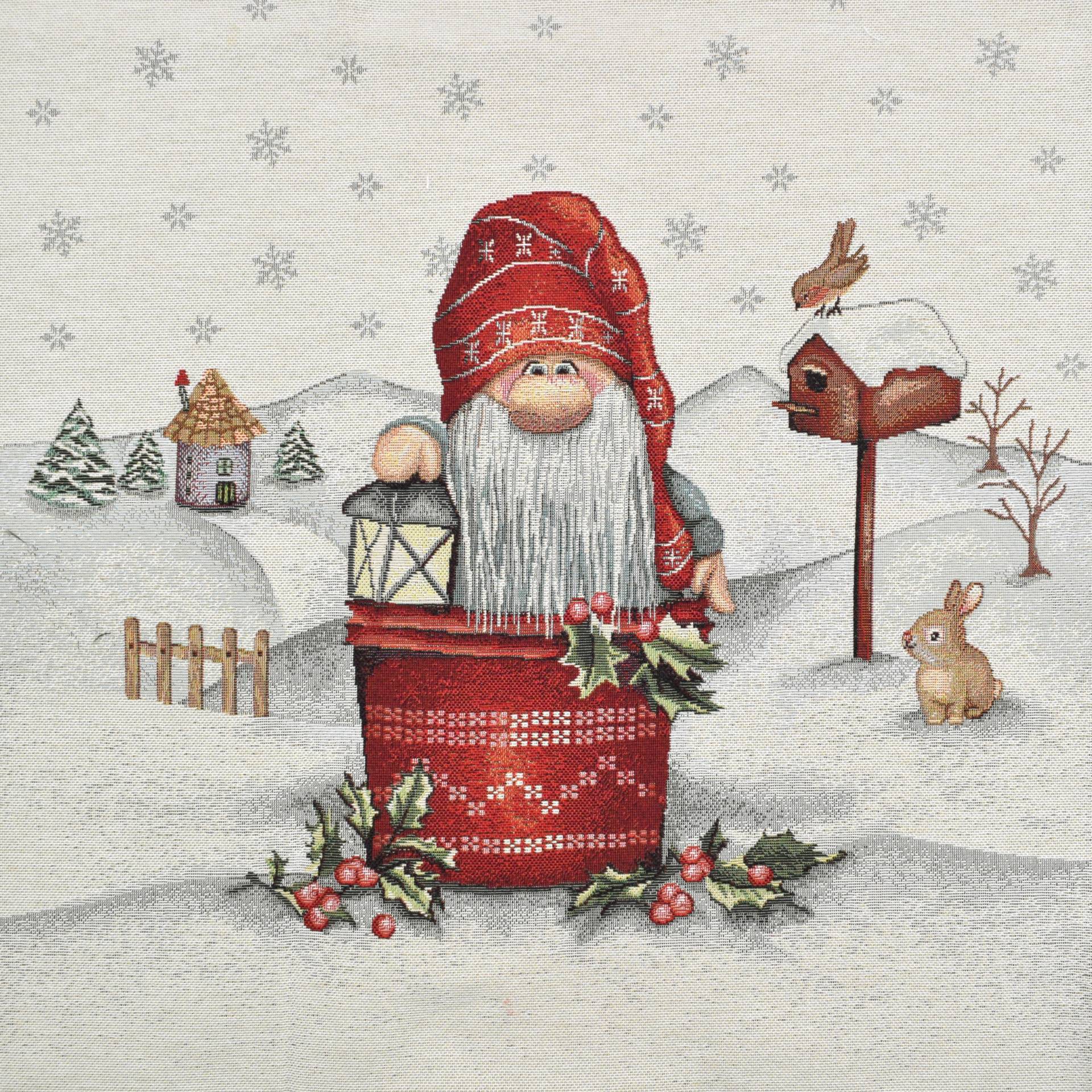 Dekostoff Gobelinstoff Panel Winter Gnome, 46 x 46 cm von Stoffe Hemmers