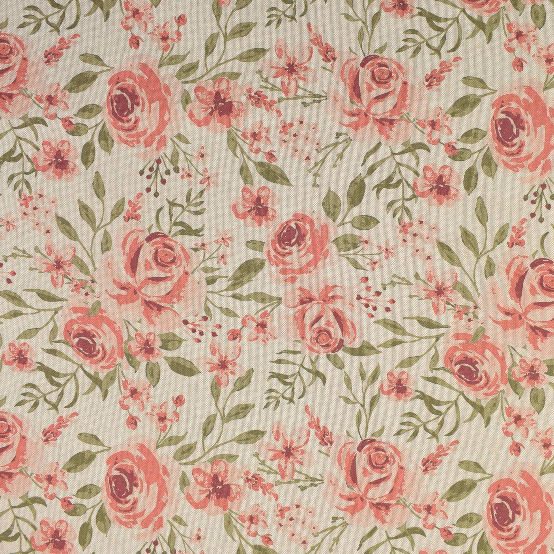Dekostoff Halbpanama Rosen, beige Dekostoff Halbpanama Rosen, beige von Stoffe Hemmers