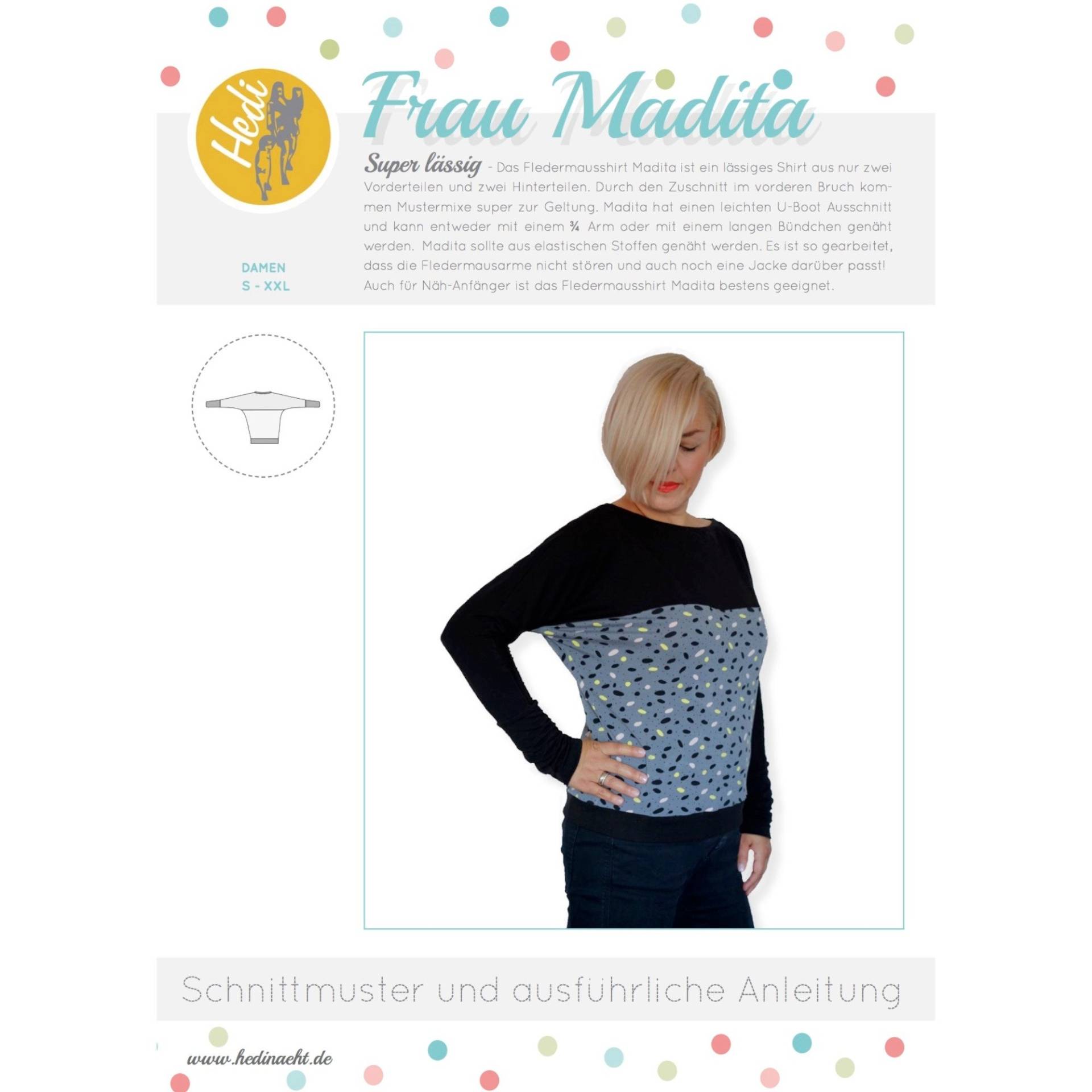 E-Book Hedi näht Fledermausshirt Frau Madita von Stoffe Hemmers
