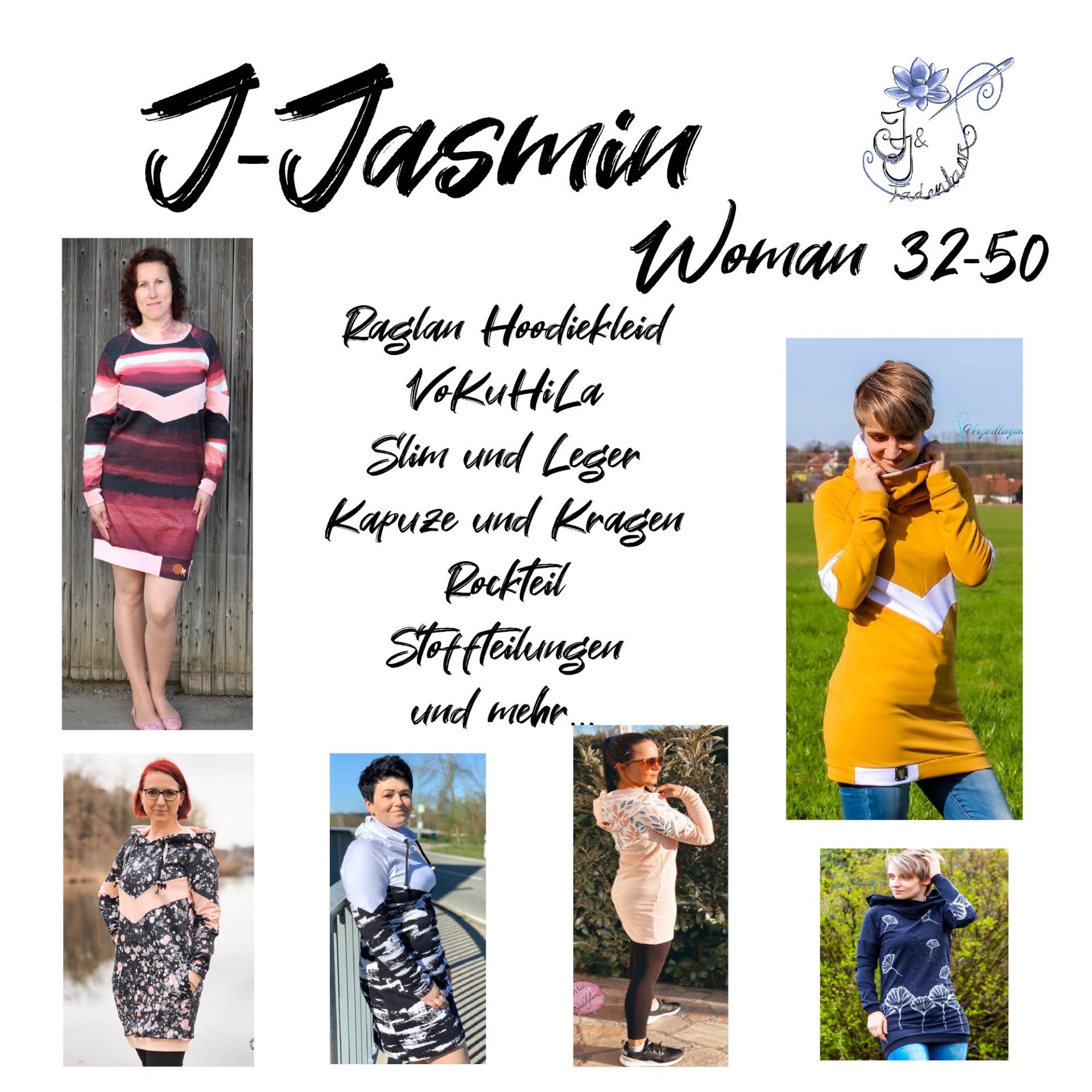 E-Book J&J Fadentanz Raglan-Hoodiekleid  J-Jasmin Woman von Stoffe Hemmers