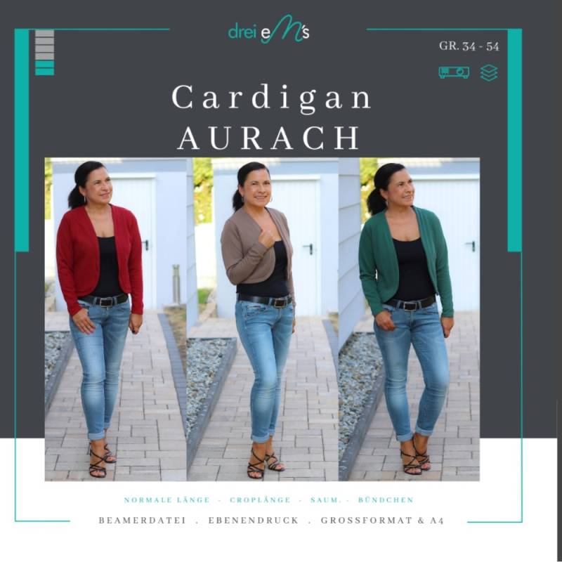 E-Book drei eM's Cardigan AURACH von Stoffe Hemmers