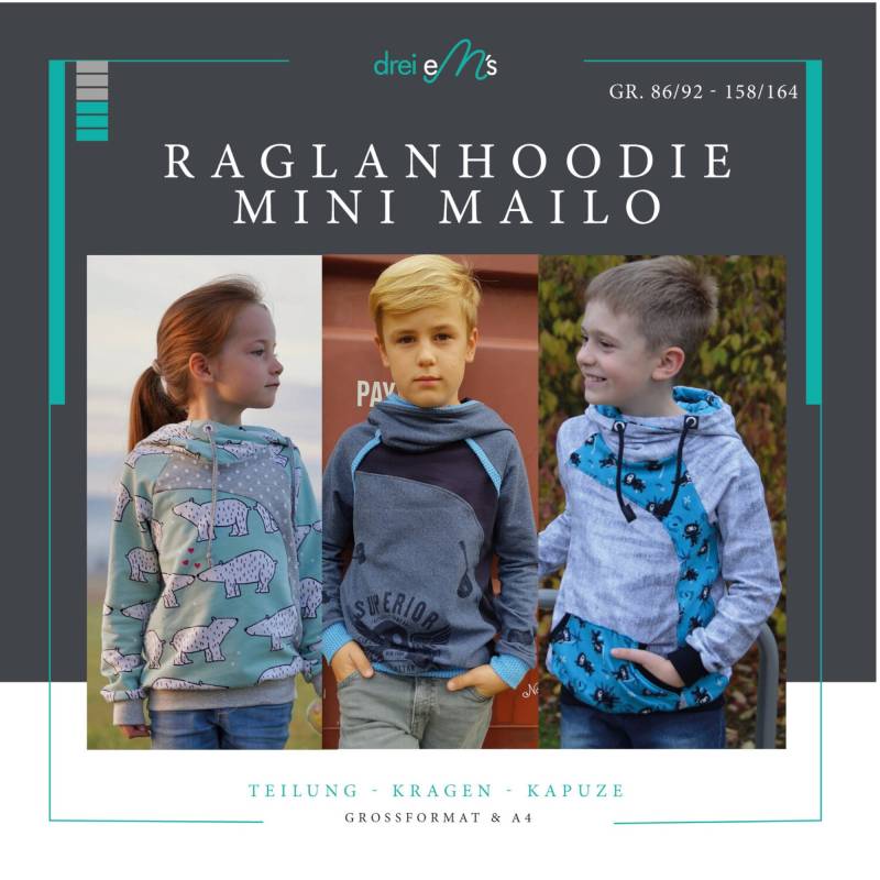 E-Book drei eM's Raglanhoodie mini Mailo von Stoffe Hemmers