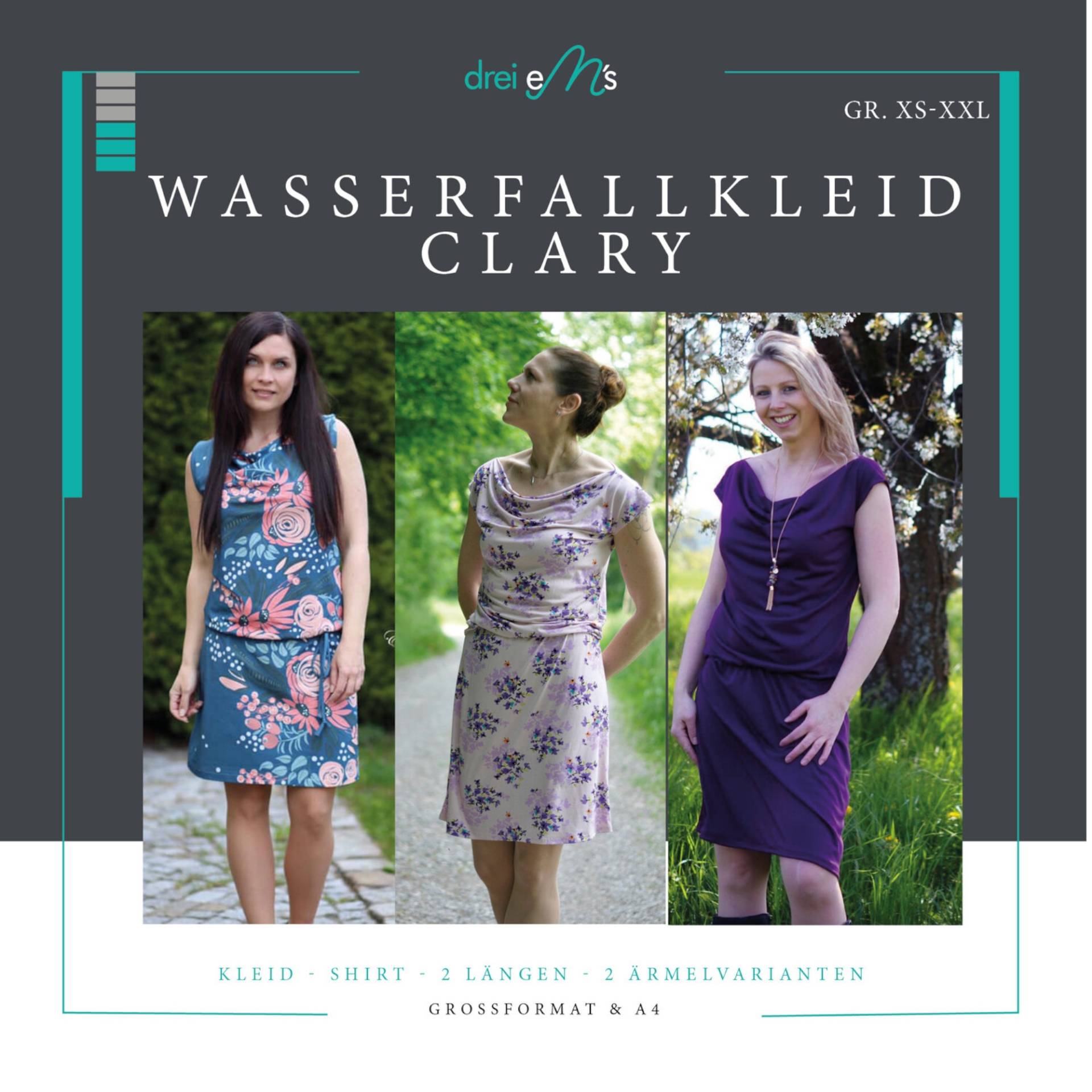 E-Book drei eM's Wasserfallkleid / Shirt Clary von Stoffe Hemmers