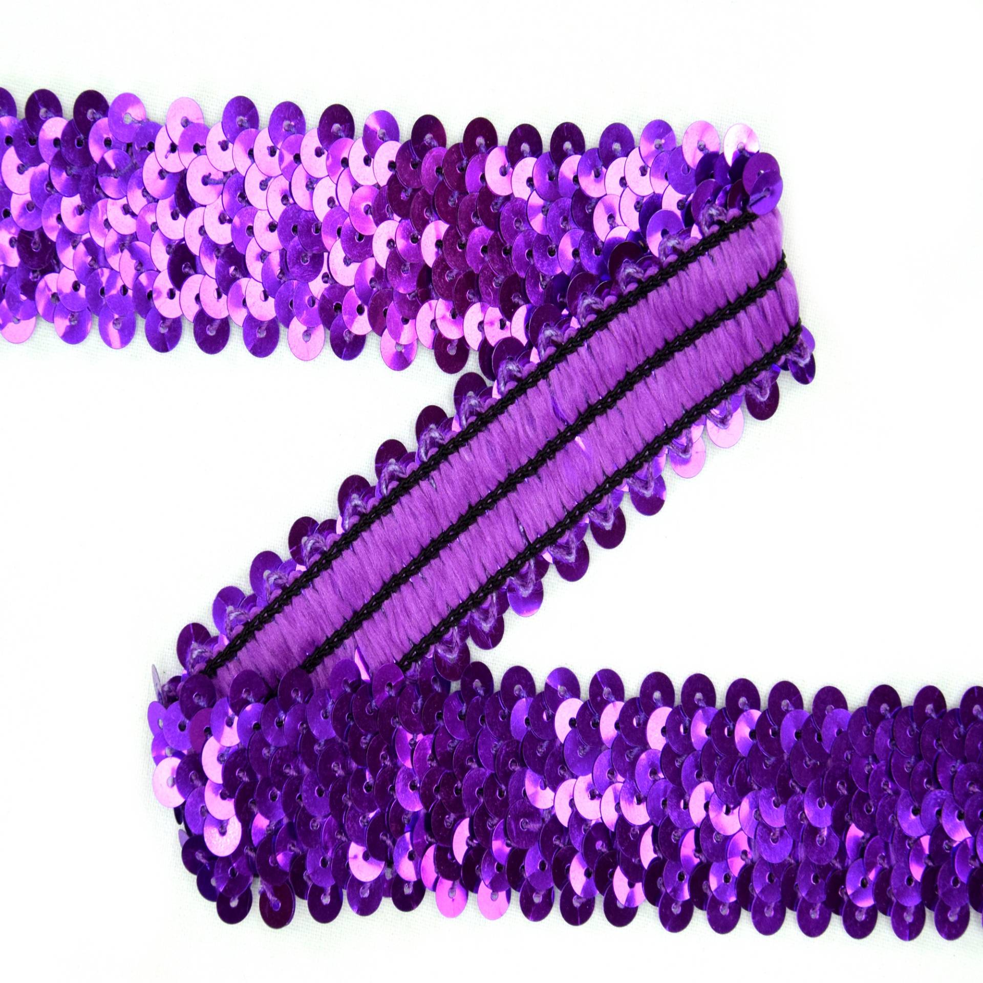Elastische Paillettenborte 30 mm lila von Stoffe Hemmers