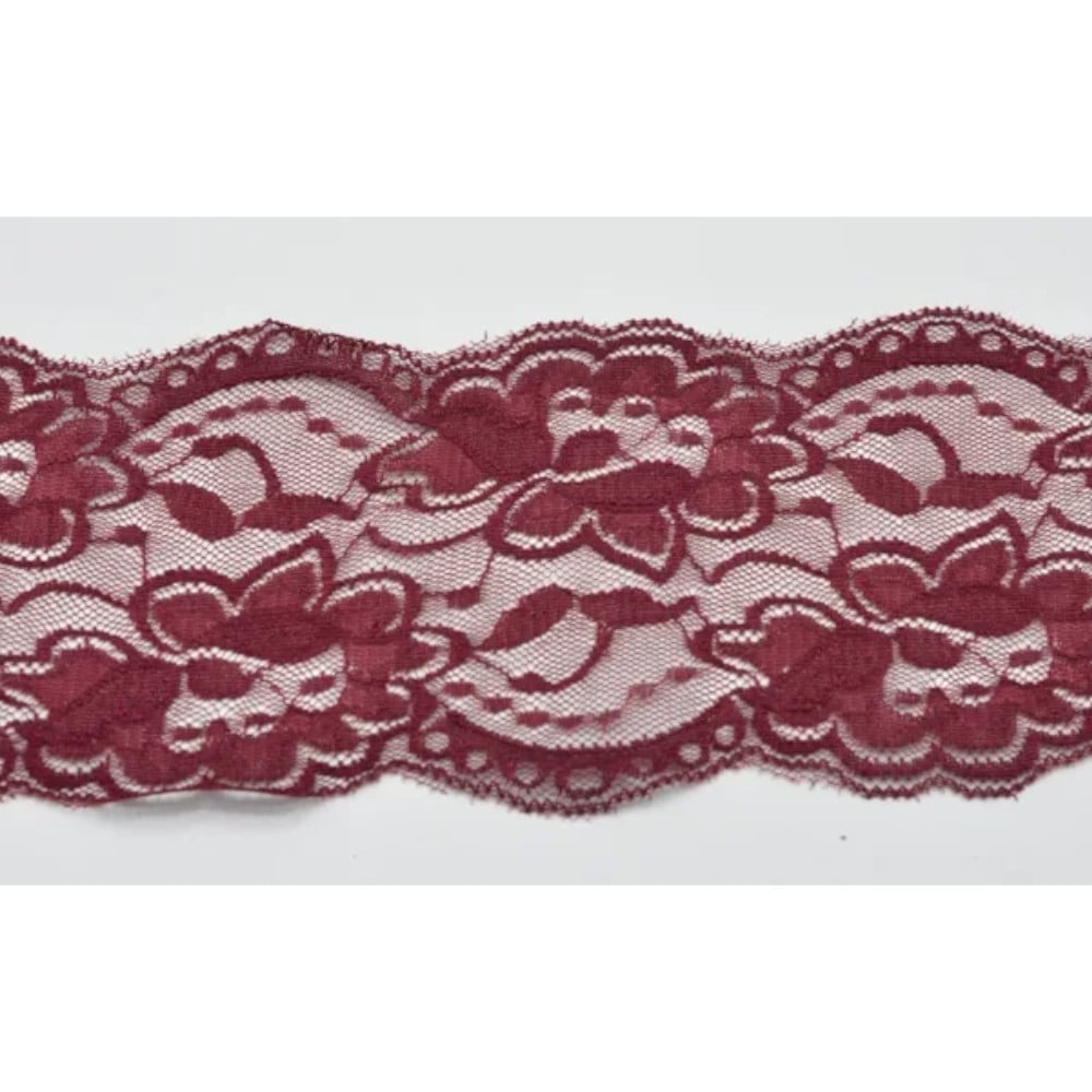 Elastische Spitze, bordeaux 10 cm von Stoffe Hemmers