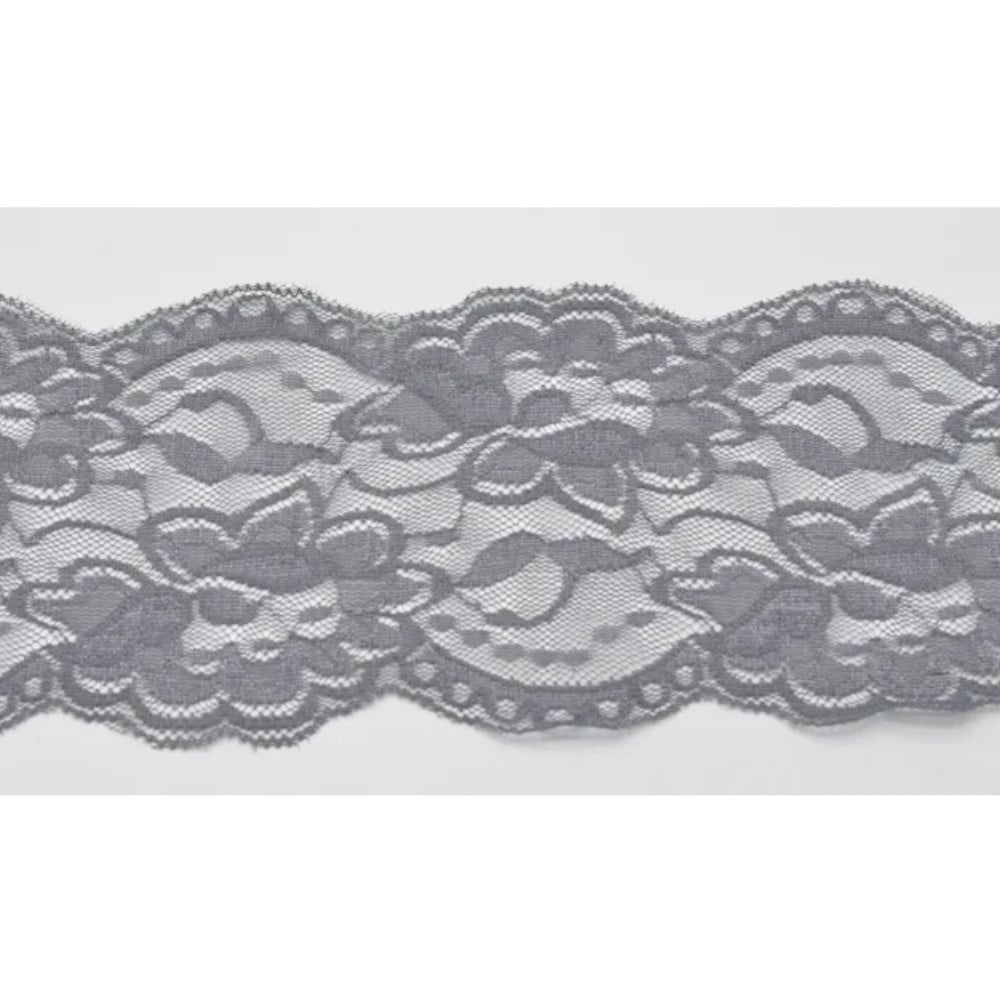 Elastische Spitze, grau 10 cm von Stoffe Hemmers