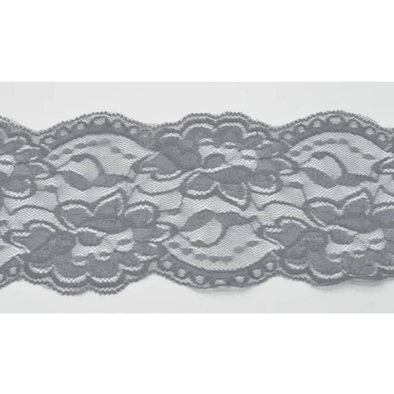 Elastische Spitze, grau 10 cm von Stoffe Hemmers