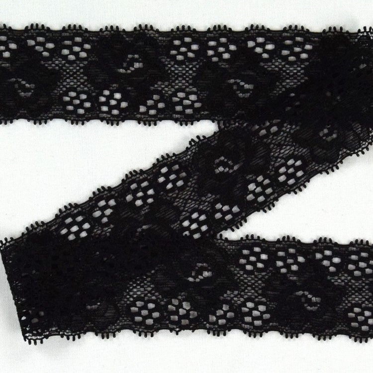 Elastische Spitze, schwarz von Stoffe Hemmers