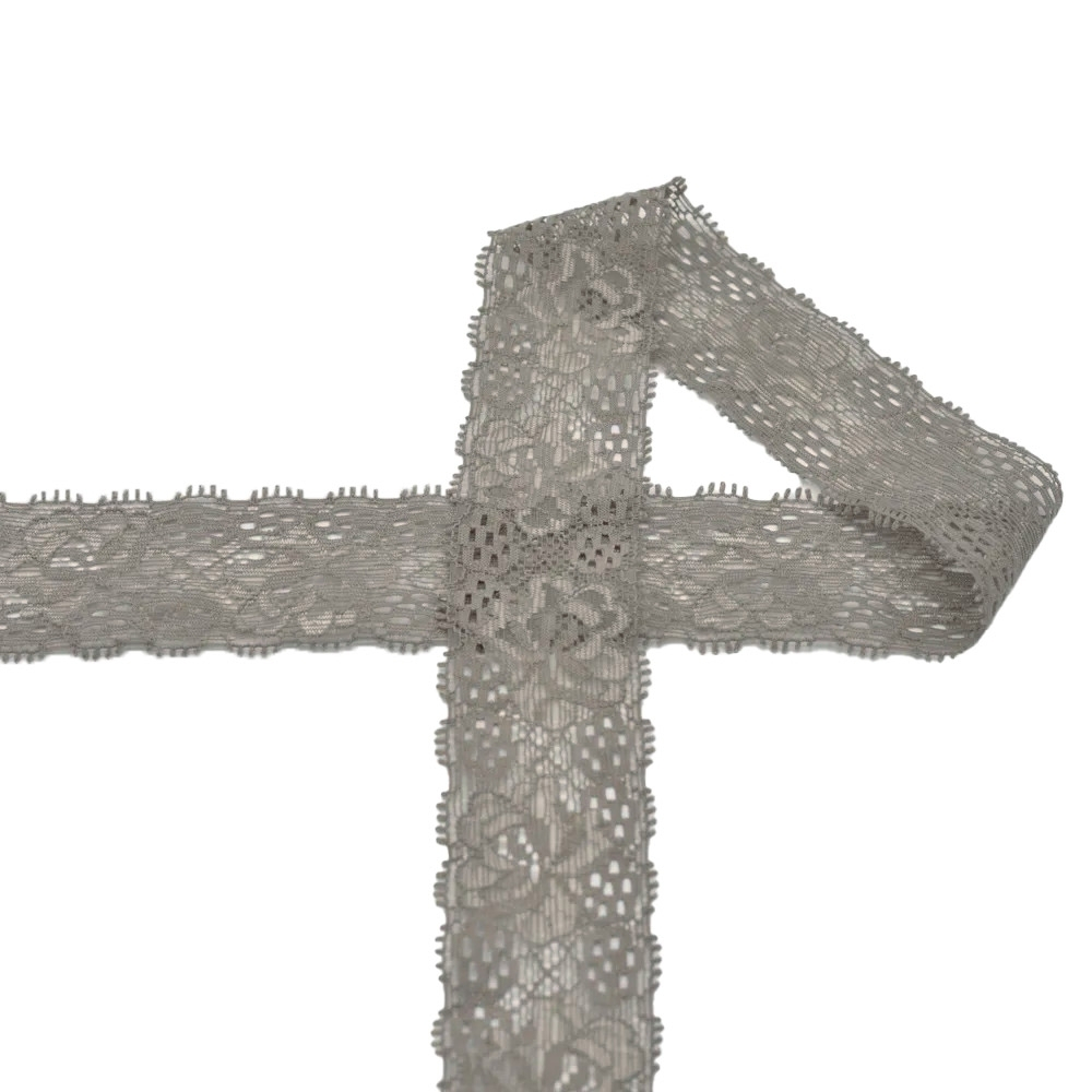 Elastische Spitze, taupe 3 cm Elastische Spitze, taupe 3 cm von Stoffe Hemmers