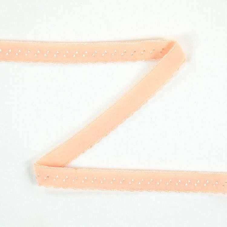 Elastisches Spitzen Einfassband mit Stickerei, apricot 12 mm von Stoffe Hemmers