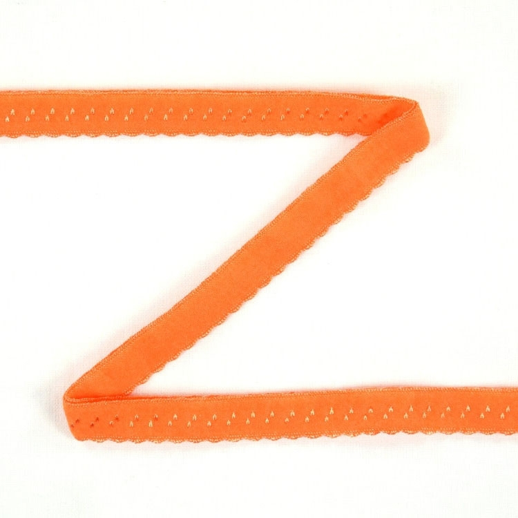 Elastisches Spitzen Einfassband mit Stickerei, orange 12 mm von Stoffe Hemmers