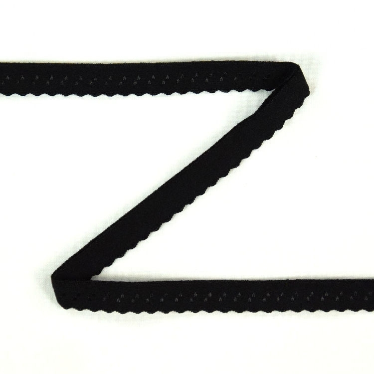 Elastisches Spitzen-Einfassband mit Stickerei schwarz 12 mm von Stoffe Hemmers