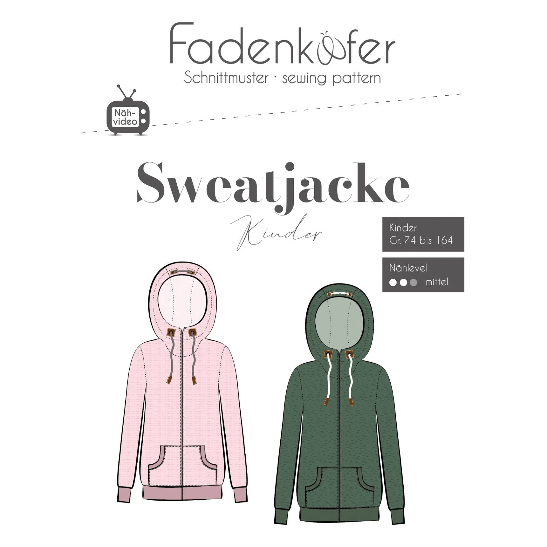 Fadenkäfer Sweatjacke Kinder Papierschnittmuster von Stoffe Hemmers