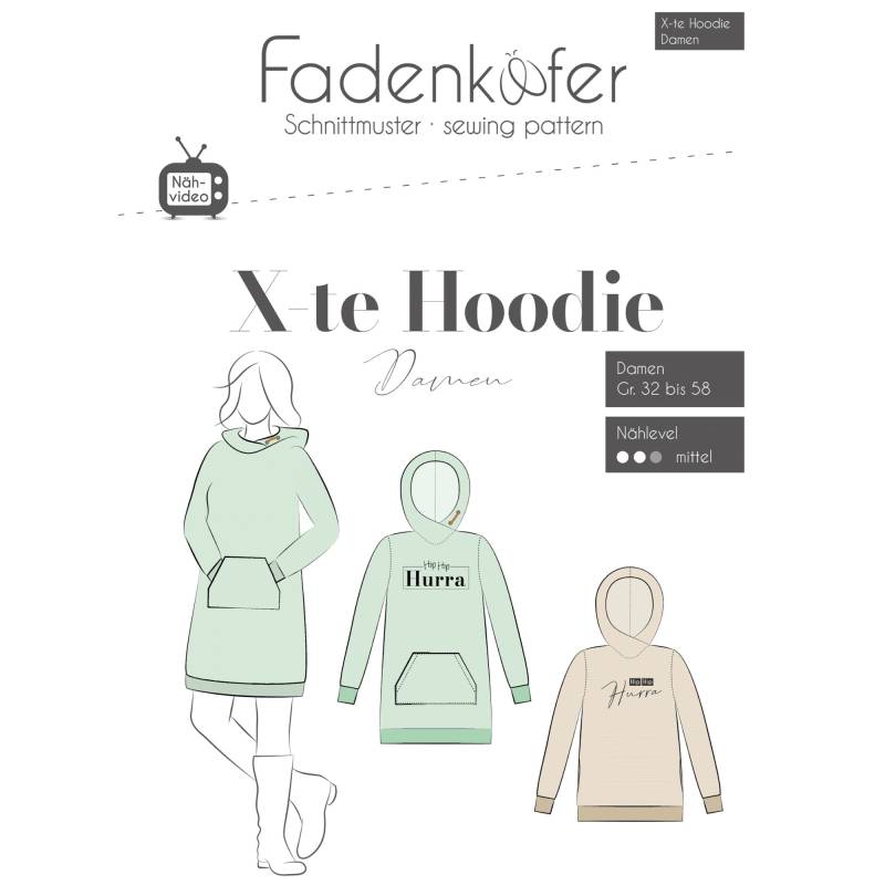 Fadenkäfer X-te Hoodie Damen Papierschnittmuster von Stoffe Hemmers