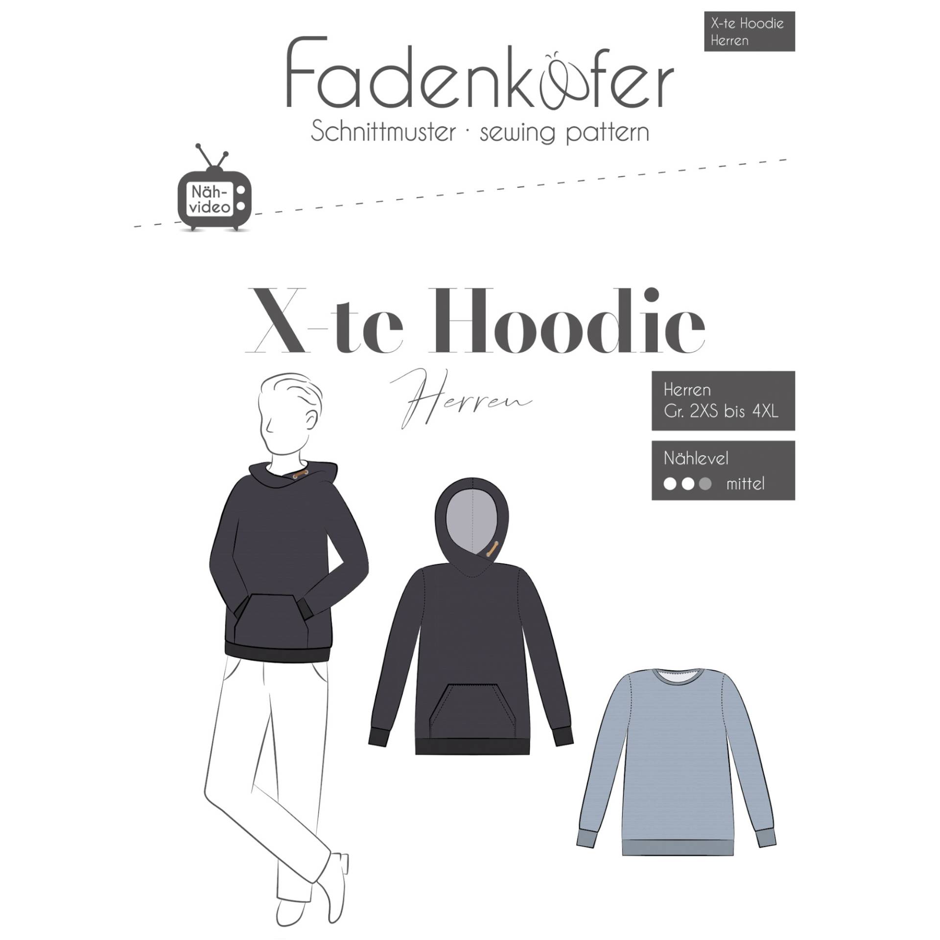 Fadenkäfer X-te Hoodie Herren Papierschnittmuster von Stoffe Hemmers