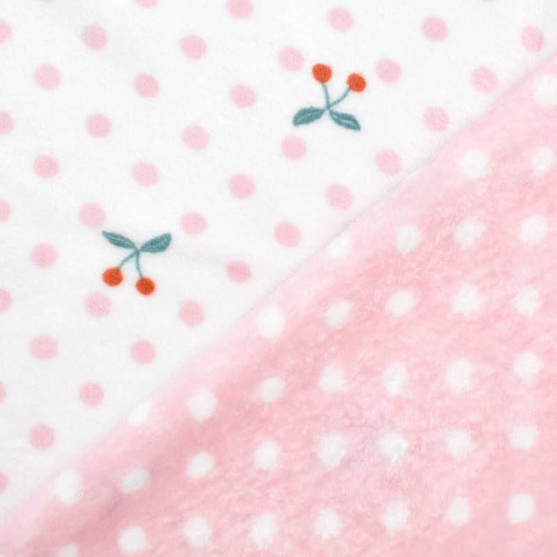 Flanell Fleece Doubleface Cherry Dots, weiss von Stoffe Hemmers