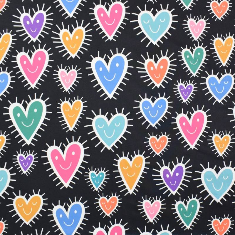 Funktionsjersey Albstoffe Hamburger  Liebe Active Wear Smiling Hearts, schwarz von Stoffe Hemmers