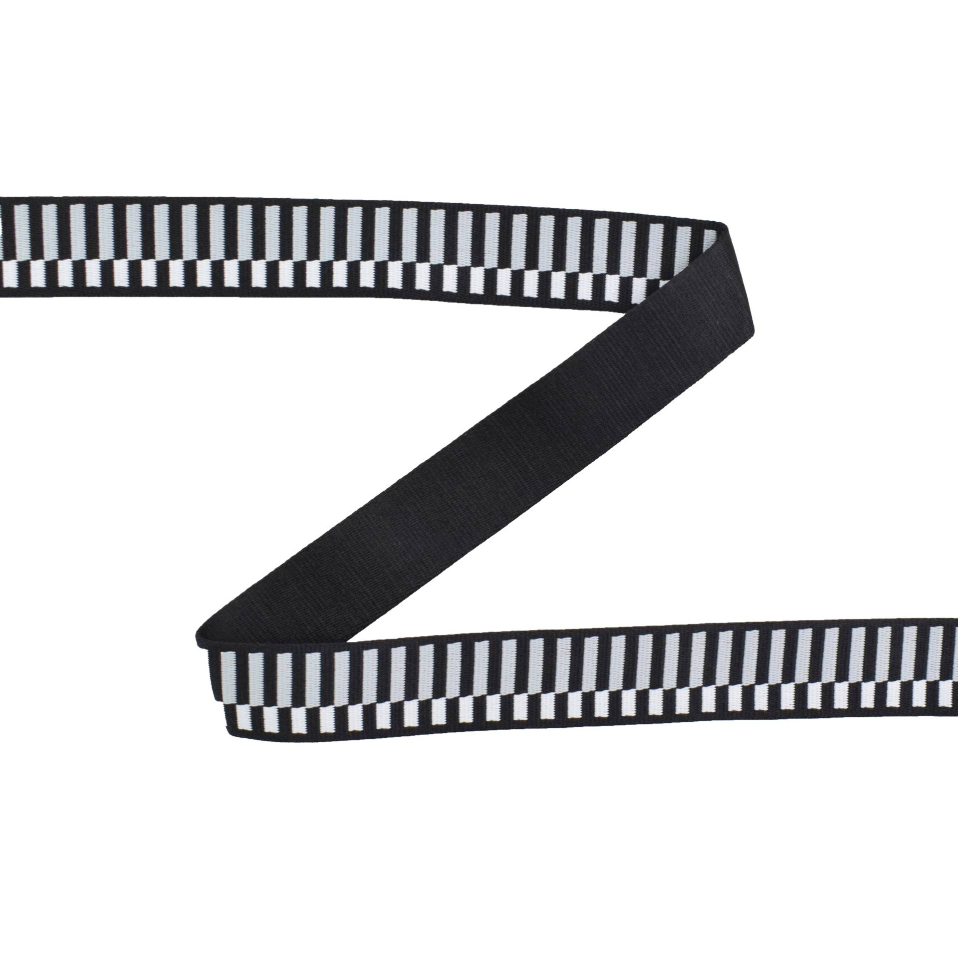 Gurtband Offset Stripes 38mm, schwarz von Stoffe Hemmers