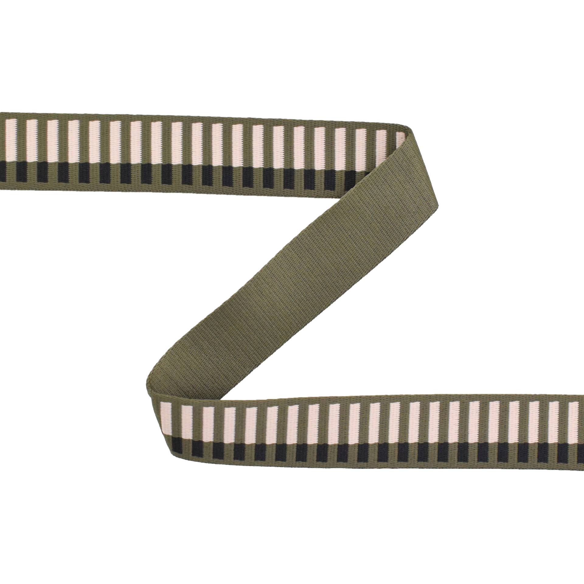 Gurtband Offset Stripes 40 mm, olivgrün von Stoffe Hemmers