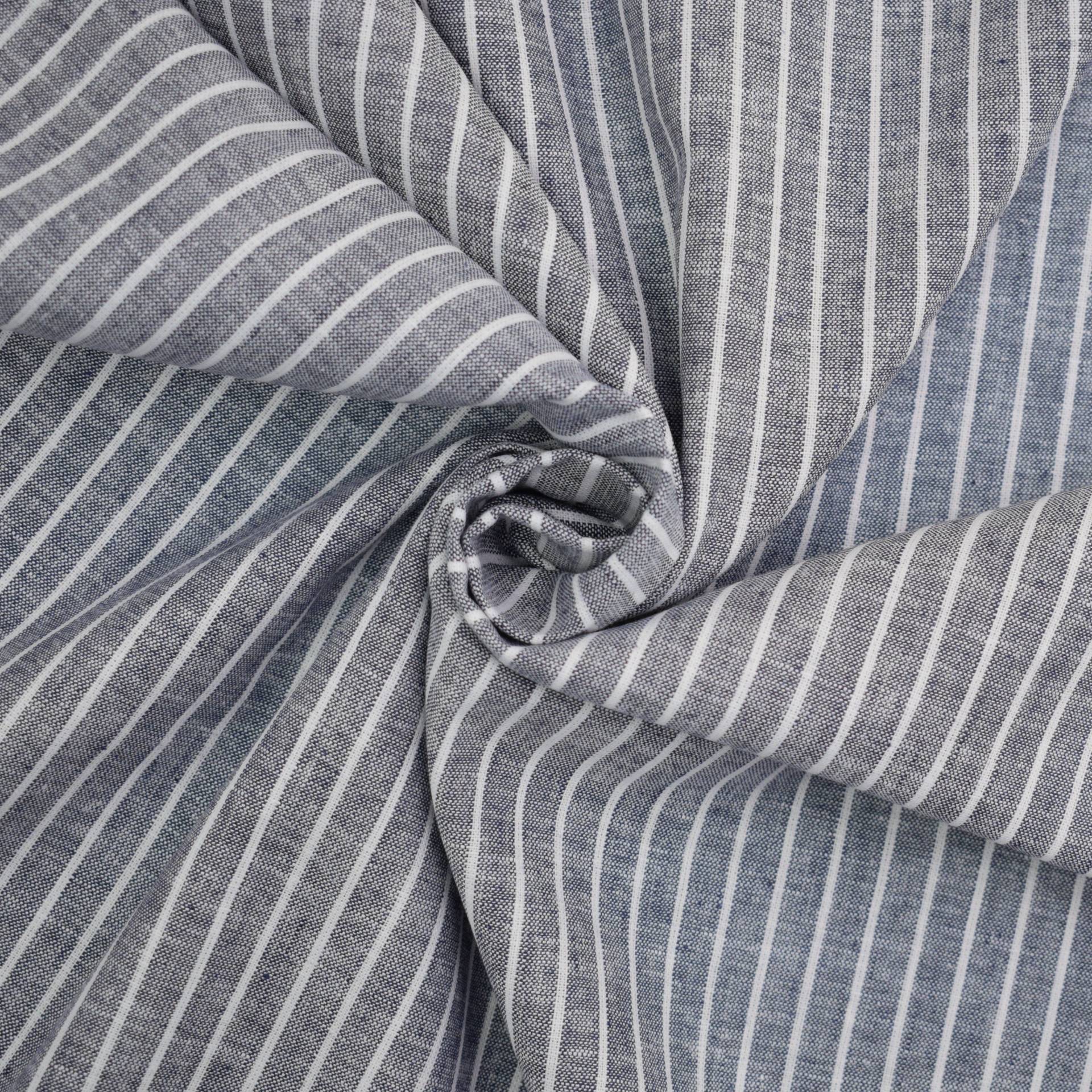 Halbleinen Stripes, jeansblau von Stoffe Hemmers