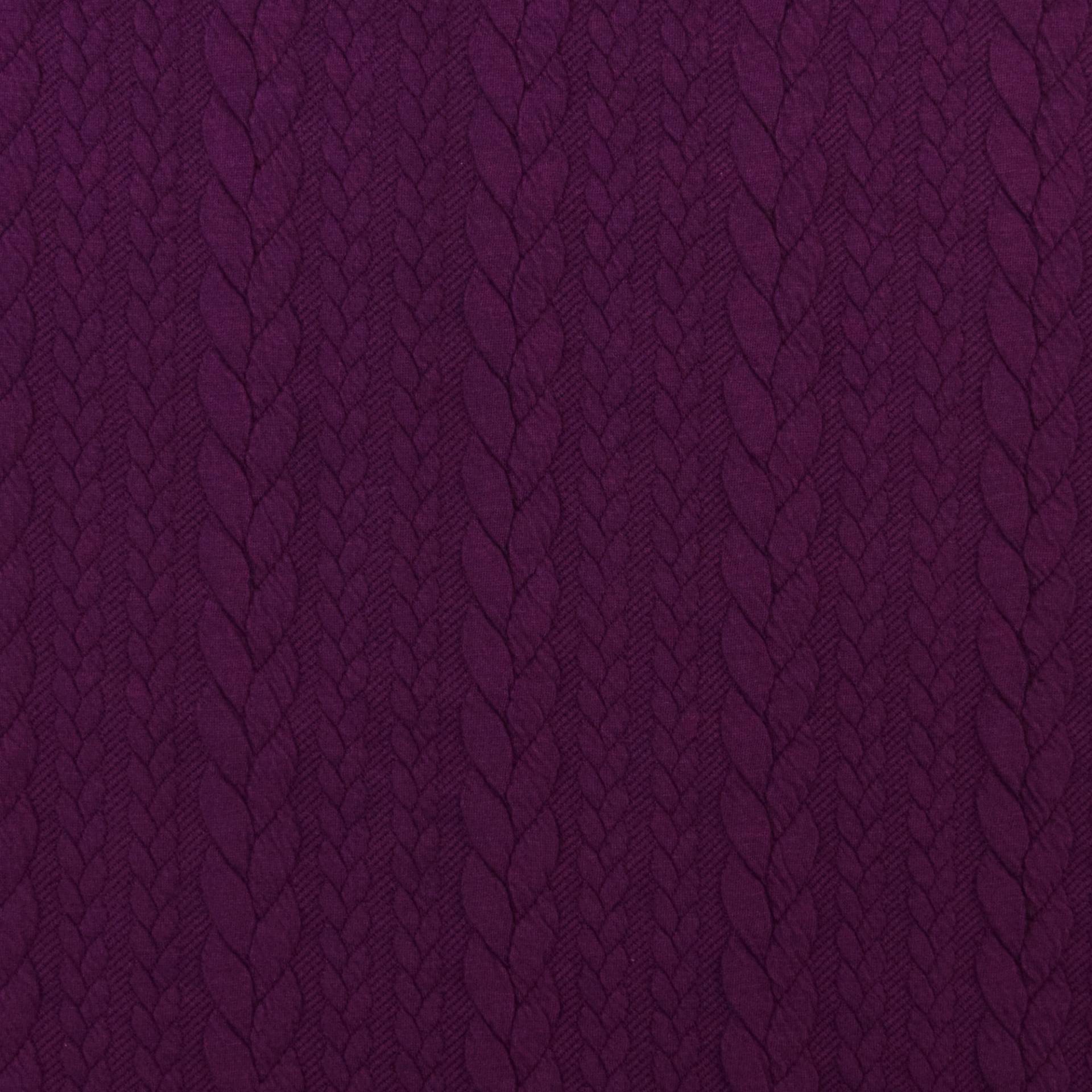 Jacquard Jersey Zopfstrick, aubergine von Stoffe Hemmers