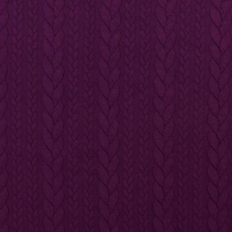 Jacquard Jersey Zopfstrick, aubergine von Stoffe Hemmers