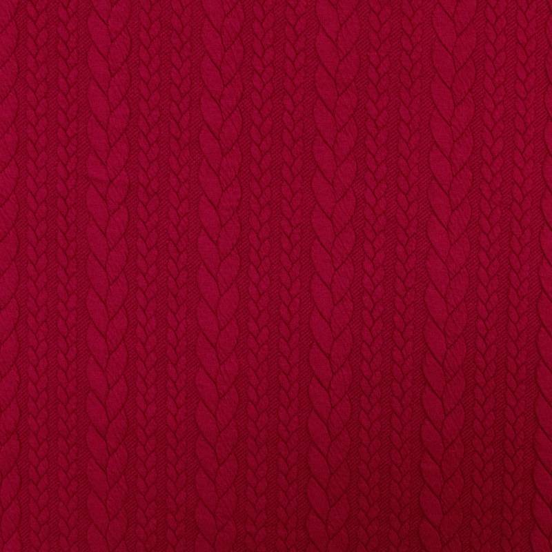 Jacquard Jersey Zopfstrick, weinrot von Stoffe Hemmers