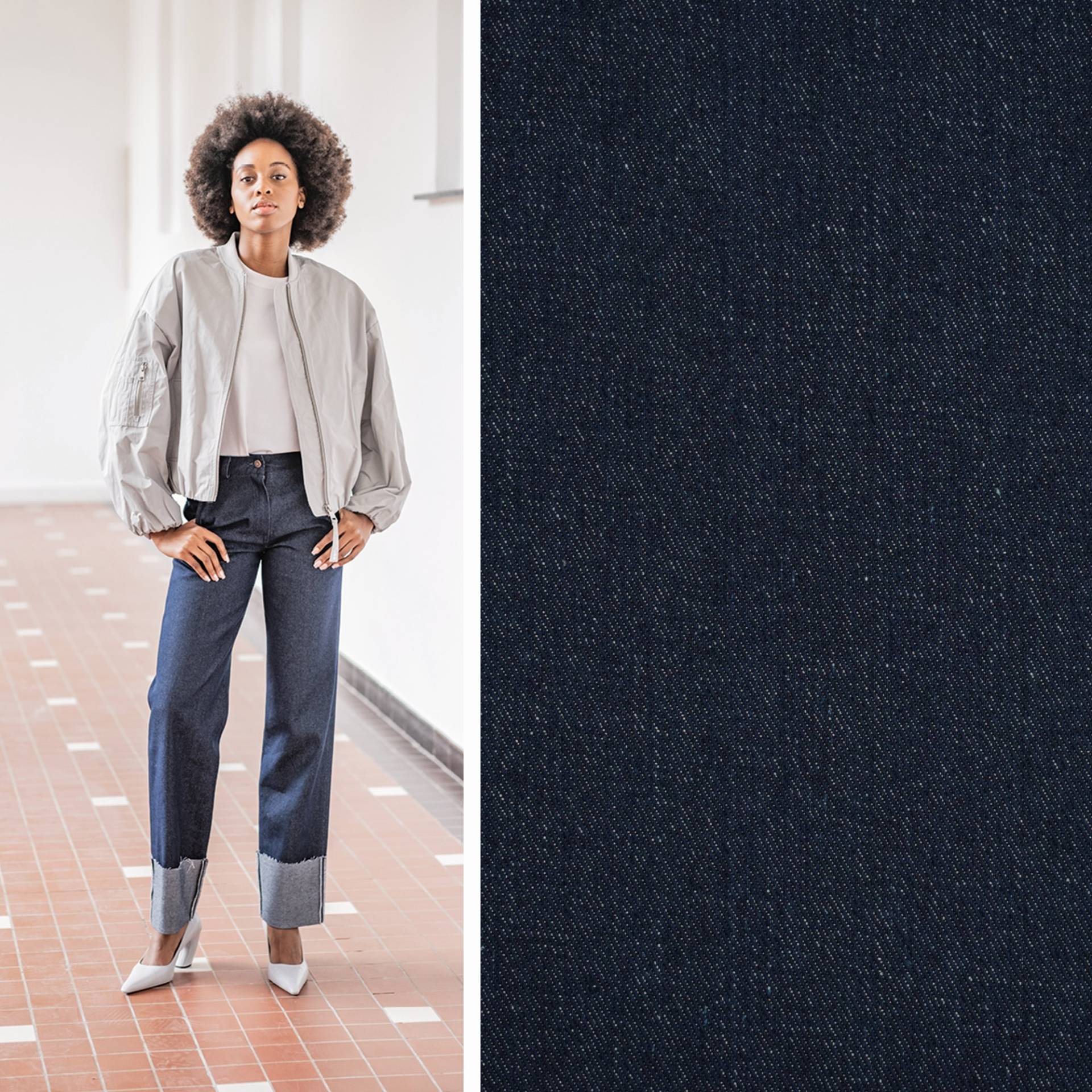 Jeansstoff Recycled Fibre Mood, dunkelblau von Stoffe Hemmers