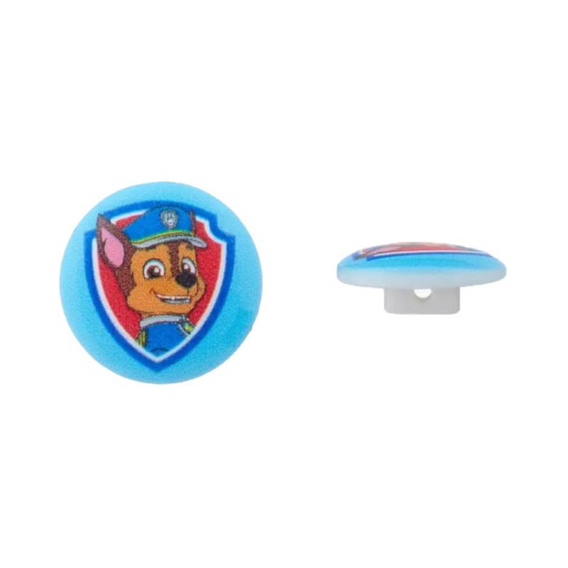 Kinderknopf Paw Patrol Chase 15 mm, blau von Stoffe Hemmers