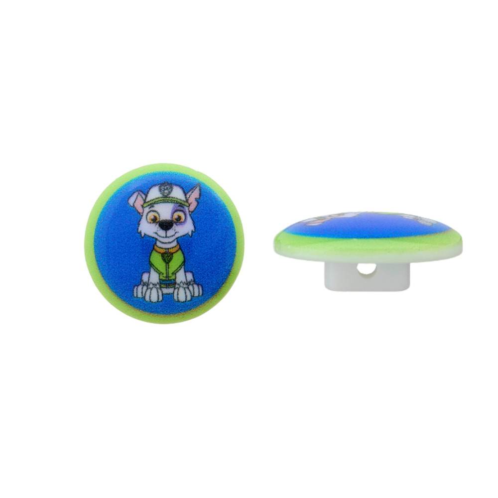 Kinderknopf Paw Patrol Rocky 15 mm, dunkelblau von Stoffe Hemmers