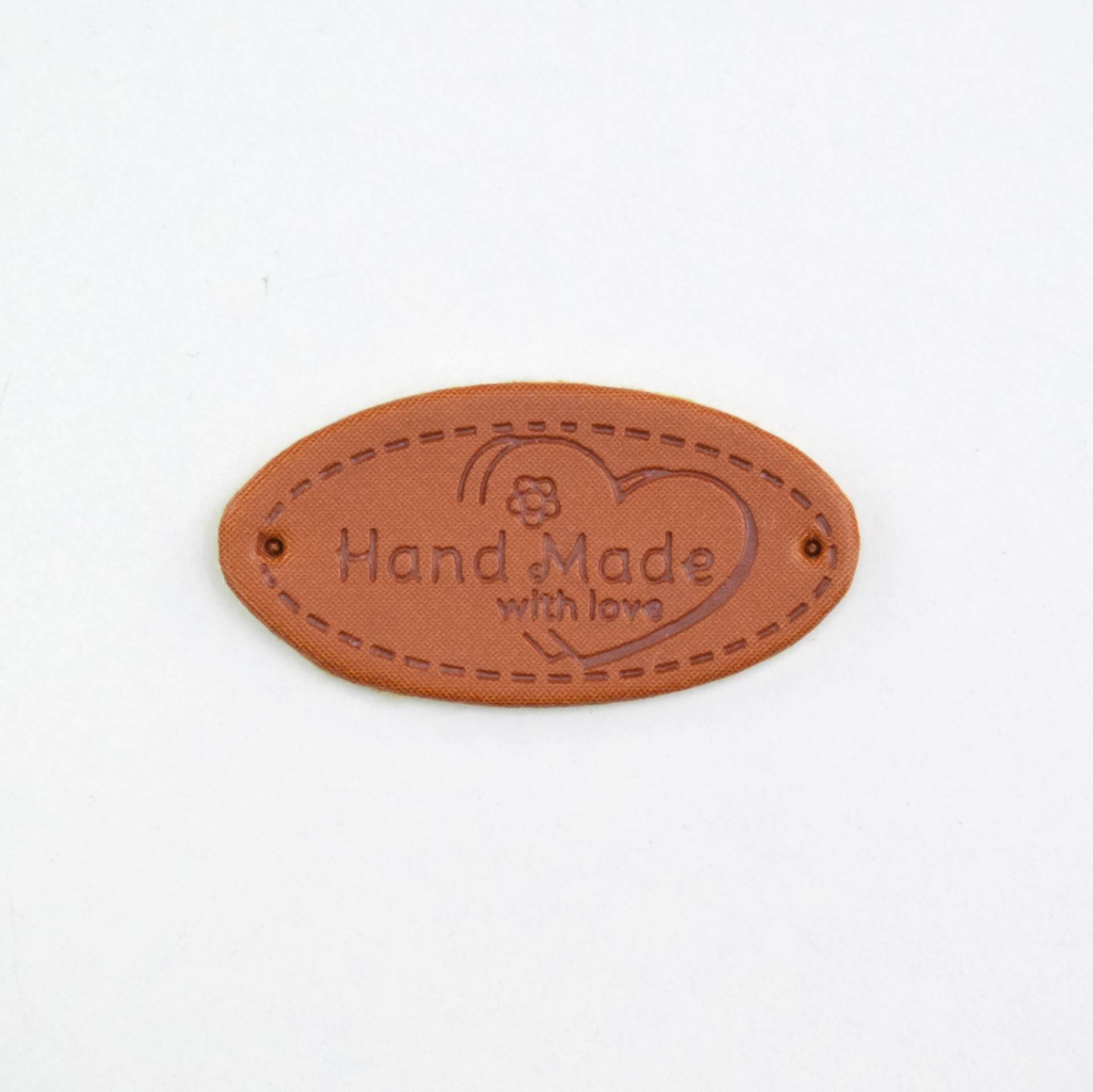 Kunstleder Label Handemade with love, cognac von Stoffe Hemmers