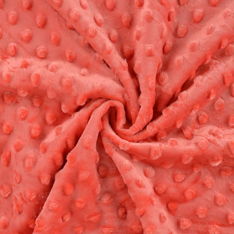 Kuschelfleece Minky Dots, koralle von Stoffe Hemmers