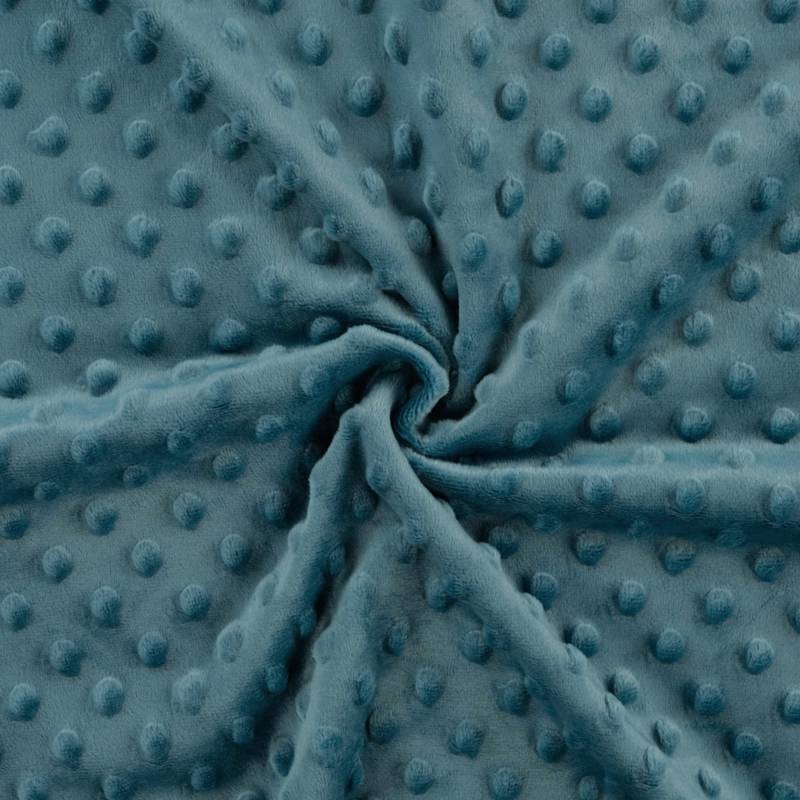 Kuschelfleece Minky Dots, petrol von Stoffe Hemmers