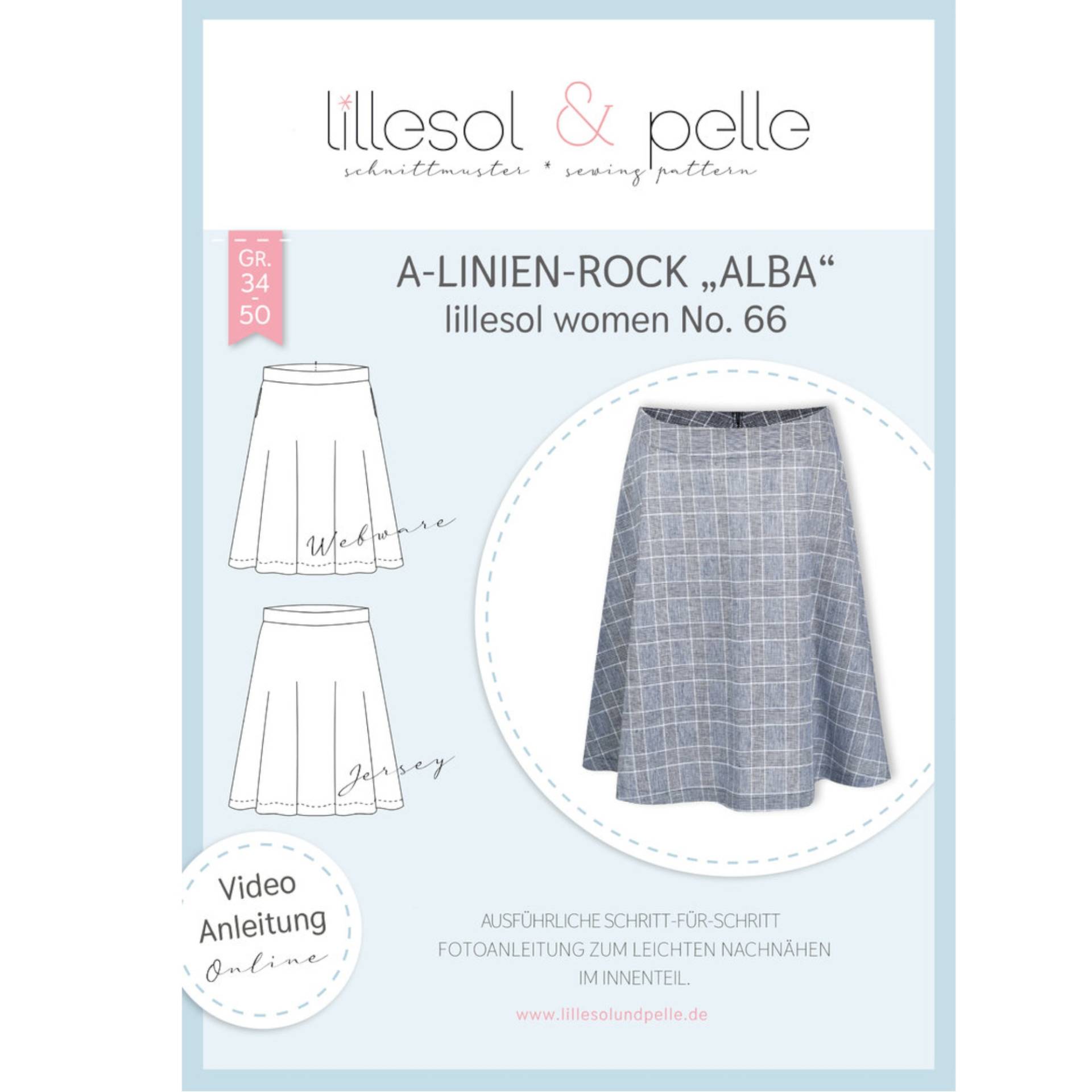 Lillesol Women No. 66 A-Linien-Rock Alba Papierschnittmuster von Stoffe Hemmers