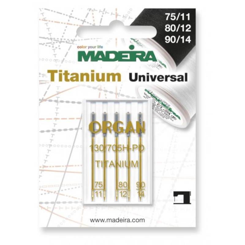 Madeira Nähmaschinennadeln Universal Titanium 75 - 90 von Stoffe Hemmers