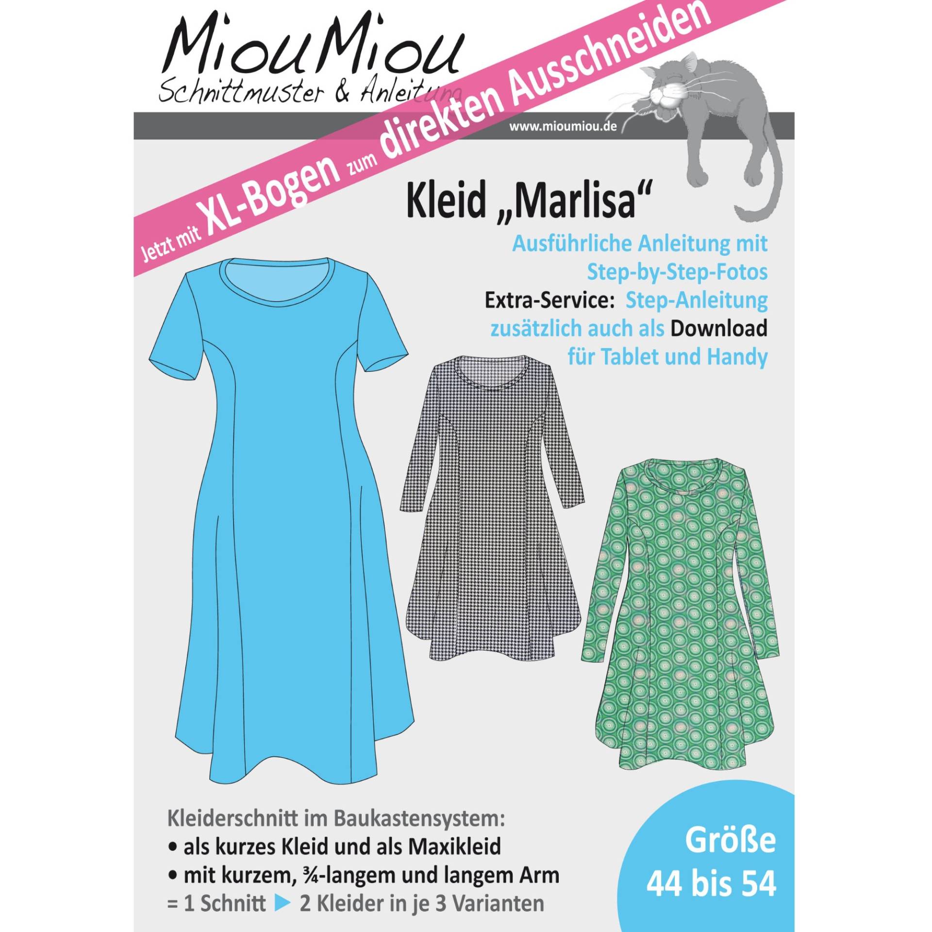 Miou Miou Kleid Marlisa XL, Papierschnittmuster von Stoffe Hemmers