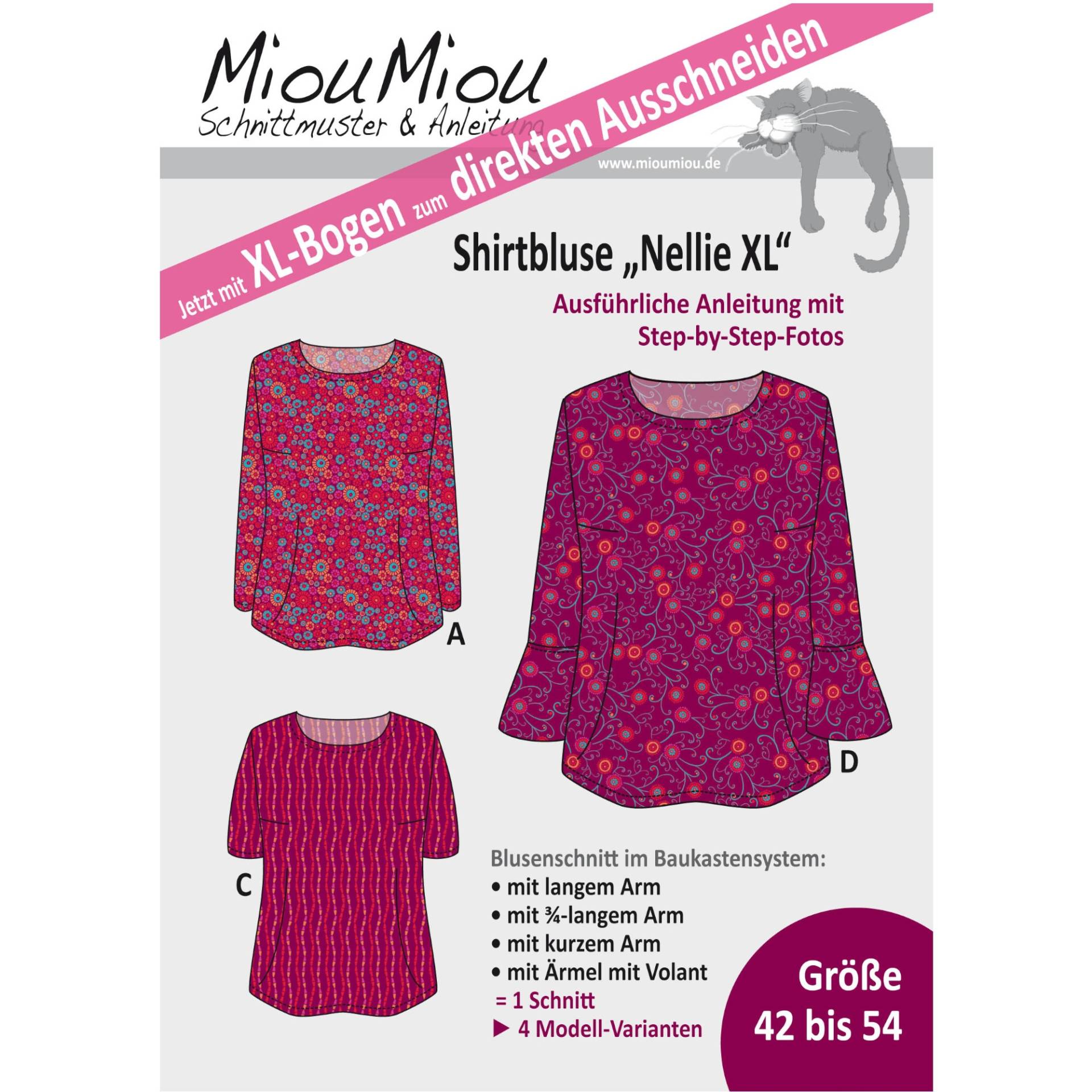 Miou Miou Shirtbluse Nellie XL, Papierschnittmuster von Stoffe Hemmers