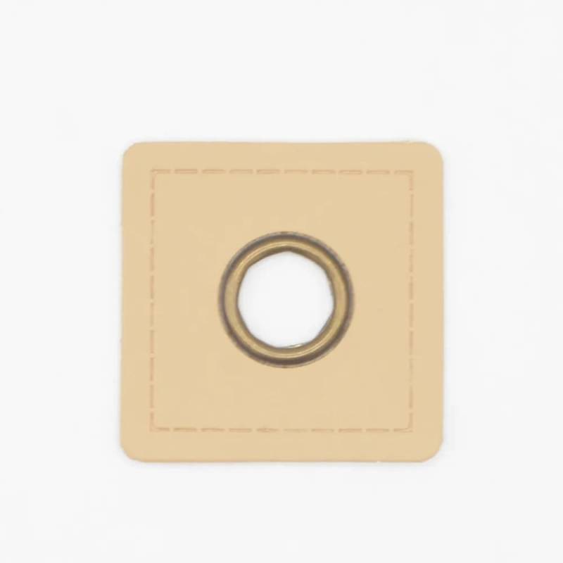 Ösen-Patch Lederimitat eckig 35 mm, beige von Stoffe Hemmers